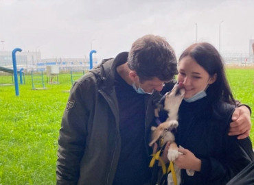 Пара из Санкт-Петерубрга «усыновила» слепую собаку Айну, которую выходили волонтеры из Краснодарского края